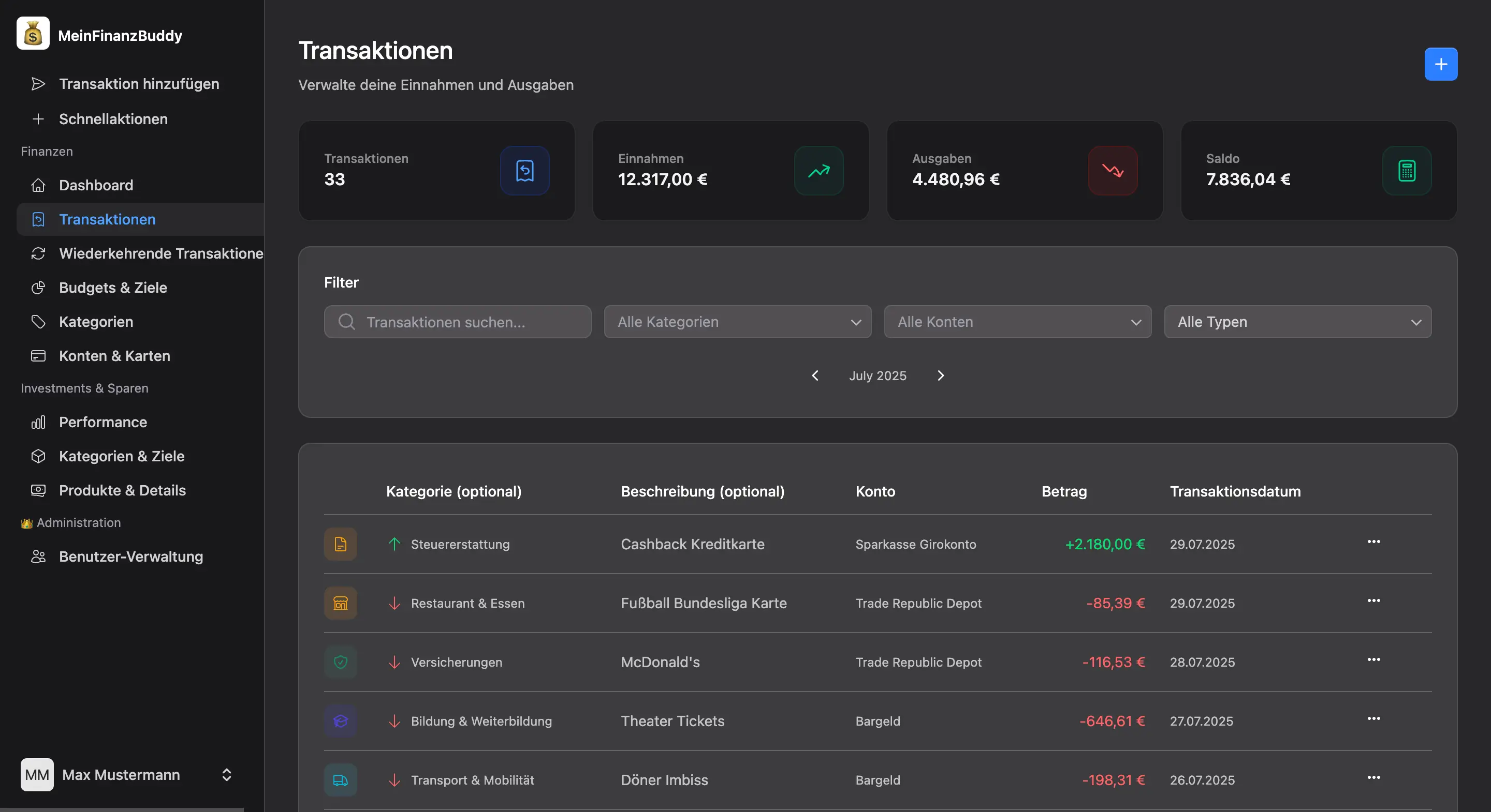 Transaction Management Interface